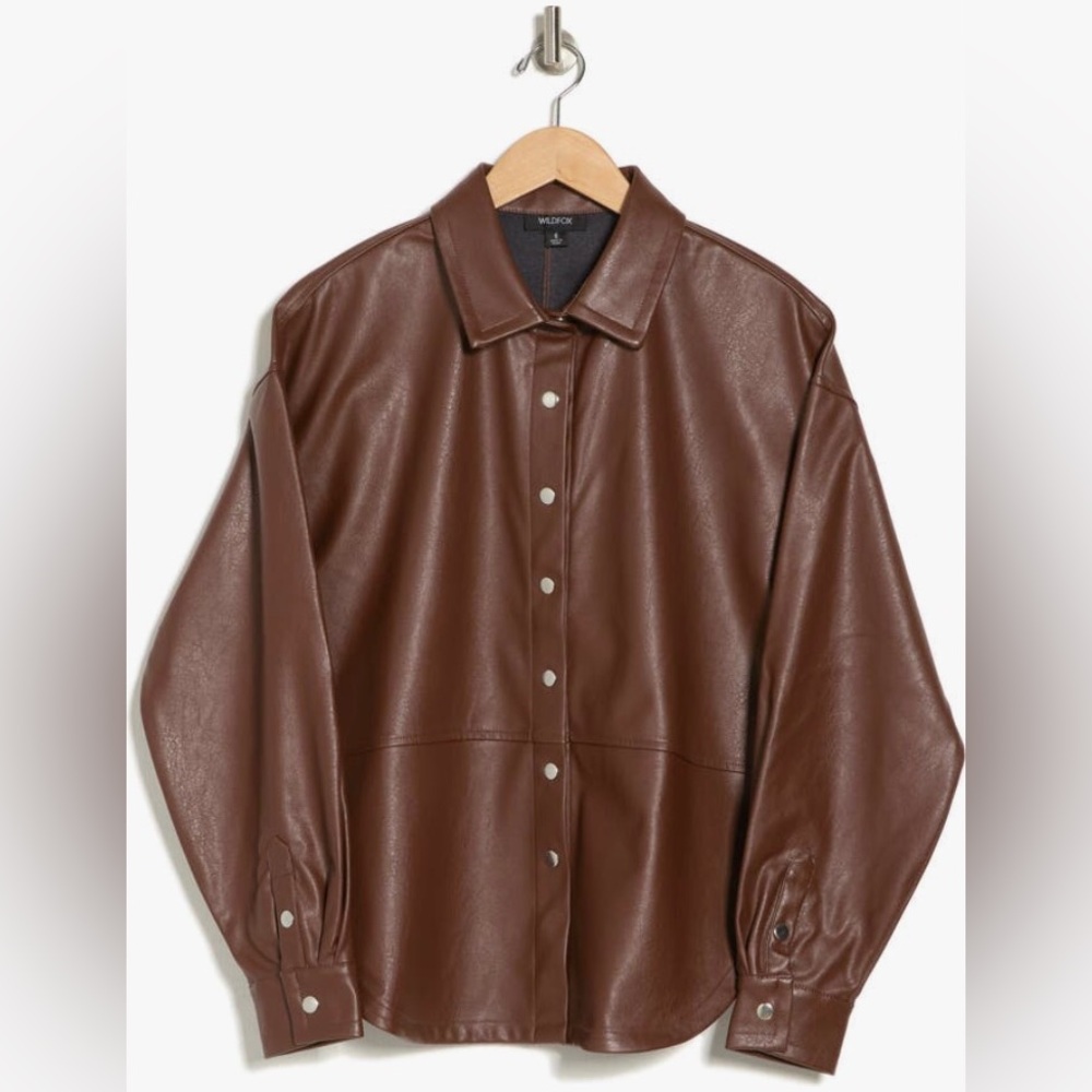 Wildfox Vegan leather oversized button down